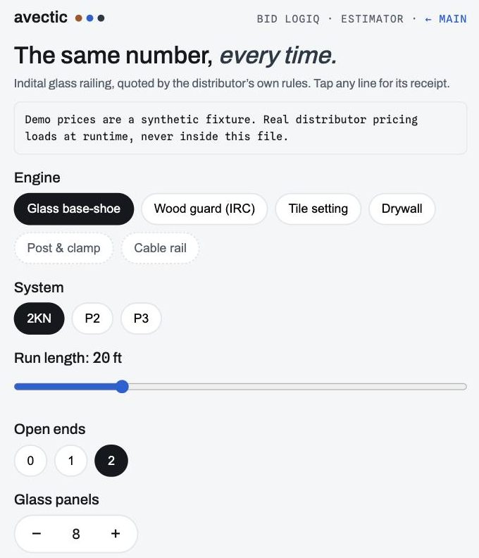 Bid app: rules-based estimator producing the same number every time